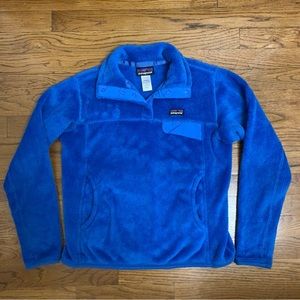 Patagonia Re-Tool Snap-T Womens Plush Fleece Sweater Pullover Logo Blue Size S